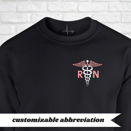 caduceus of hearts (two letters) crewneck